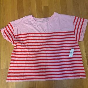 NWT - Pink and Red Striped Tee, Women’s XL